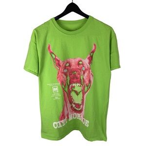 Mens City Morgue Doberman Rap Grunge Music RARE Graphic Green Shirt Size L